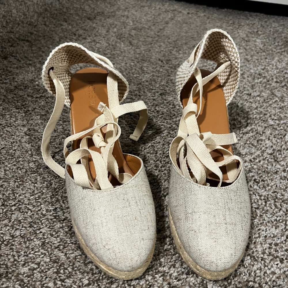 Wedges with ankle tie